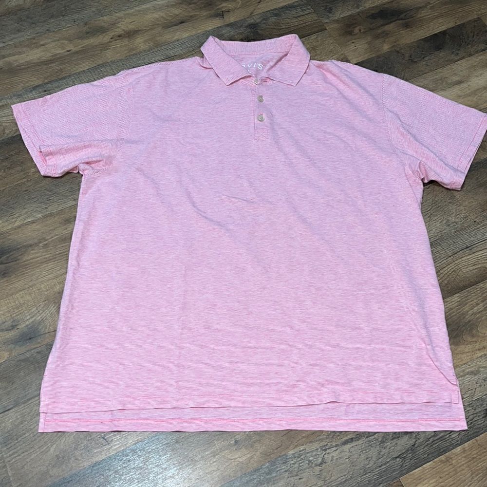 Orvis short sleeve pink and white polo shirt size XL